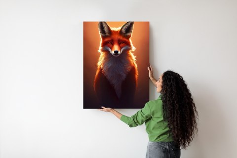 Plakat Colorful Vibrant Fox Portrait. Digital Art.