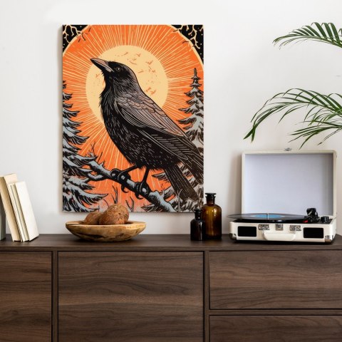 Plakat Grafika Z Krukiem W Zimie