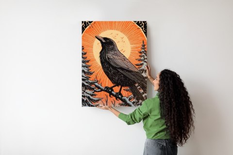 Plakat Grafika Z Krukiem W Zimie