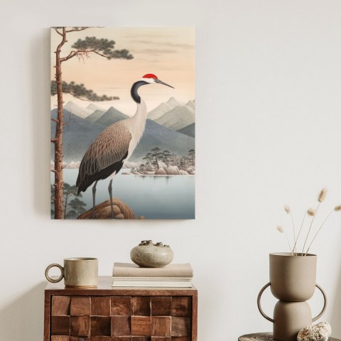 Plakat Ilustracja Z Żurawiem I Sosną
