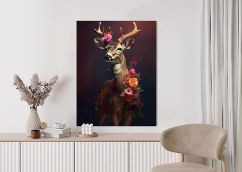 Plakat Jeleń Ozdobiony Kwiatami