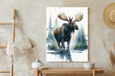 Plakat Łoś Malowany Akwarelami