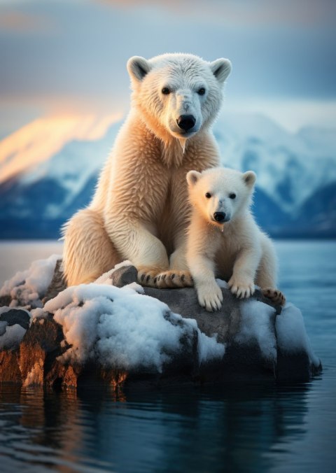Plakat Misie Polarne Na Lodzie