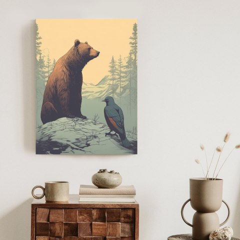 Plakat Niedźwiedź Brunatny Na Tle Śnieżnych Wzgórz