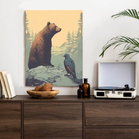 Plakat Niedźwiedź Brunatny Na Tle Śnieżnych Wzgórz