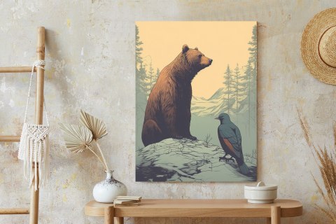 Plakat Niedźwiedź Brunatny Na Tle Śnieżnych Wzgórz