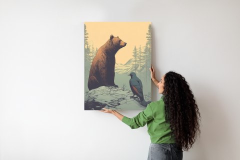 Plakat Niedźwiedź Brunatny Na Tle Śnieżnych Wzgórz