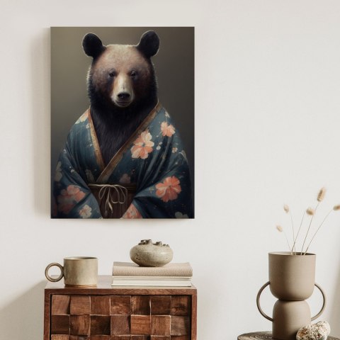 Plakat Niedźwiedź Ubrany W Kimono