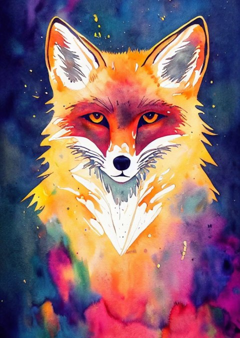 Plakat Portrait Of Wild Fox Watercolor, Wallpaper Painting, Animal