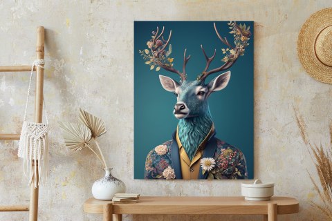 Plakat Portret Jelenia W Ubraniu W Kwiaty
