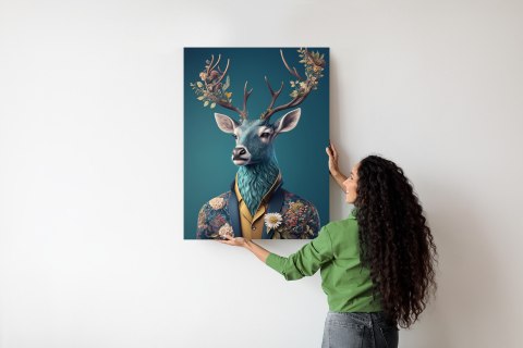Plakat Portret Jelenia W Ubraniu W Kwiaty