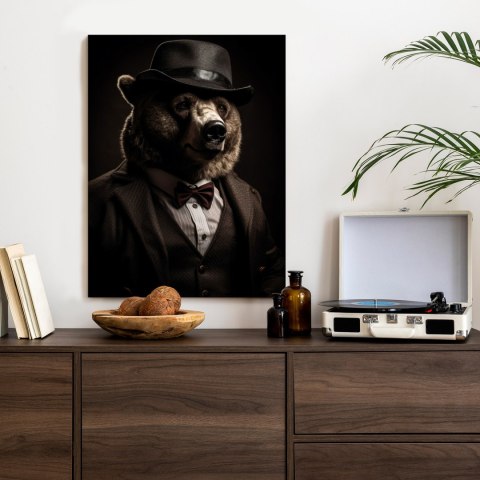 Plakat Portret Niedźwiedzia W Garniturze I Kapeluszu