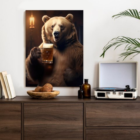 Plakat Śmieszny Słodki Miś Z Kuflem Piwa