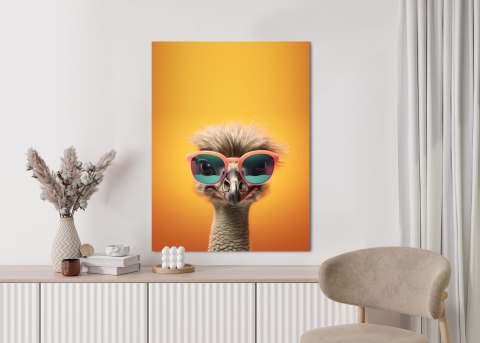Plakat Struś Na Żółtym Tle W Okularach