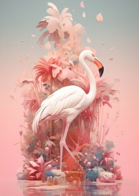 Plakat Surrealistyczna Ilustracja Z Flamingiem