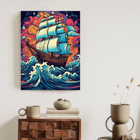 Plakat Abstrakcyjny Statek Na Wzburzonym Morzu