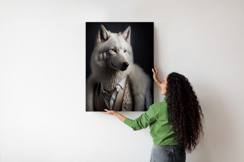 Plakat Biały Wilk W Ubraniu Zimowym
