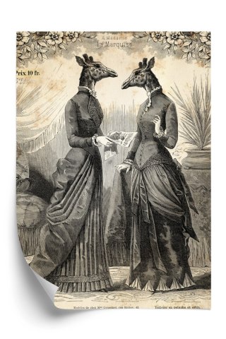 Plakat Ilustracja Z Żyrafami Vintage