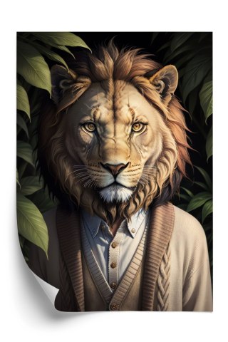 Plakat Lew Ubrany W Sweter