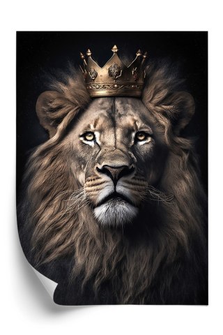 Plakat Lew W Koronie Na Realistycznym Portrecie