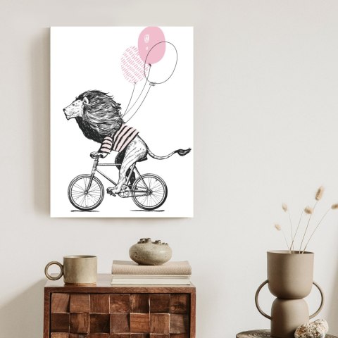 Plakat Lew W Koszulce Na Rowerze