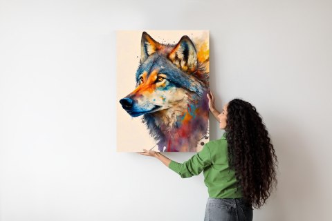 Plakat Portret Z Kolorowym Wilkiem