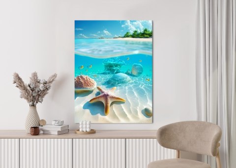 Plakat Rozgwiazda Muszle I Ryby W Krystalicznym Morzu