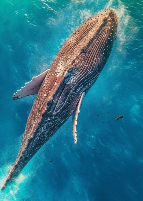 Plakat Wieloryb Pływający W Błękitnym Oceanie