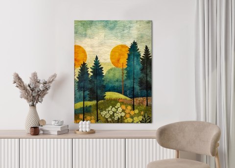 Plakat Abstrakcyjny Leśny Pejzaż