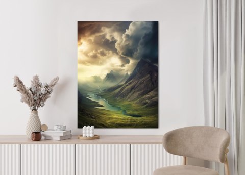 Plakat Burzowe Chmury Nad Krajobrazem Górskim