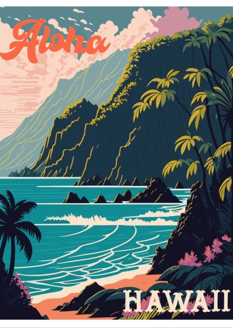 Plakat Hawaje Retro Krajobraz