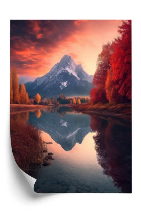 Plakat Jesienny Krajobraz Z Jeziorem I Górami