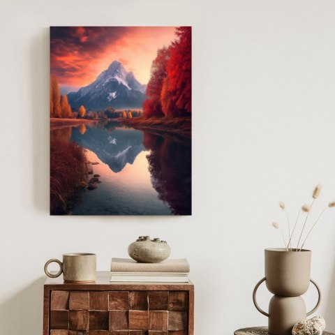 Plakat Jesienny Krajobraz Z Jeziorem I Górami