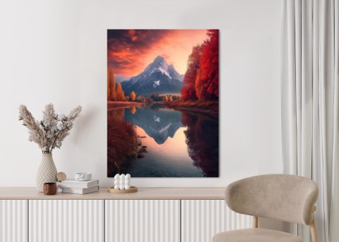 Plakat Jesienny Krajobraz Z Jeziorem I Górami