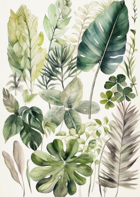 Plakat Kolekcja Roślin Zielone Liście