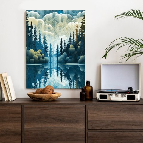 Plakat Leśny Krajobraz Z Jeziorem Geometryczne Kształty Abstrakcja