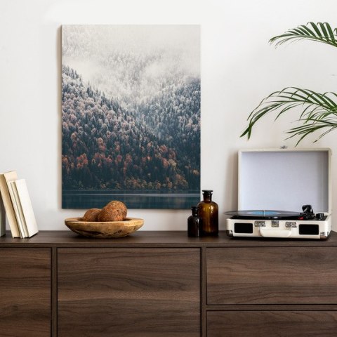 Plakat Mglisty Jesienny Las Nad Jeziorem