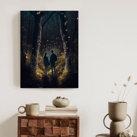 Plakat Para W Magicznym Lesie Nocą