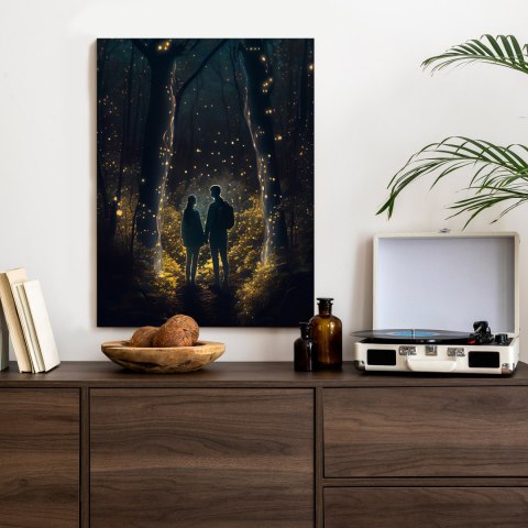 Plakat Para W Magicznym Lesie Nocą