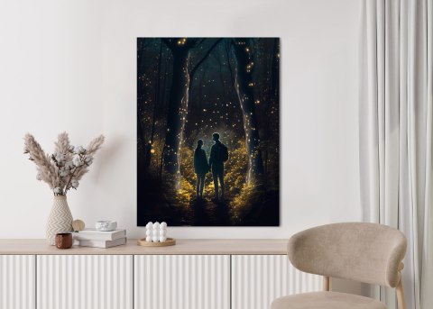 Plakat Para W Magicznym Lesie Nocą