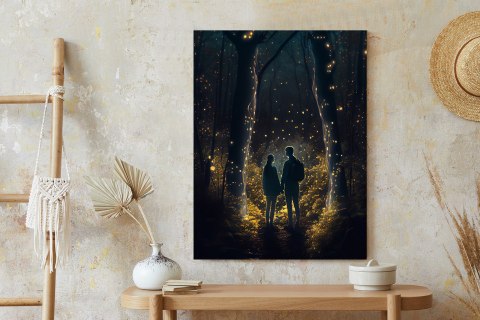 Plakat Para W Magicznym Lesie Nocą