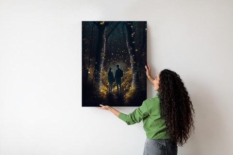 Plakat Para W Magicznym Lesie Nocą