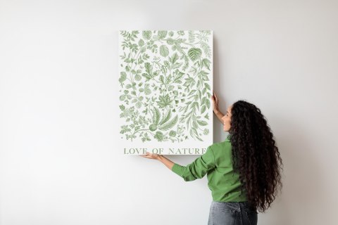 Plakat Rysowane Liście Natura W Kolorach Zieleni