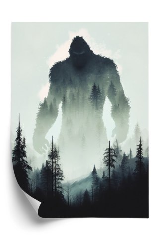 Plakat Sylwetka Yeti I Mroczny Las