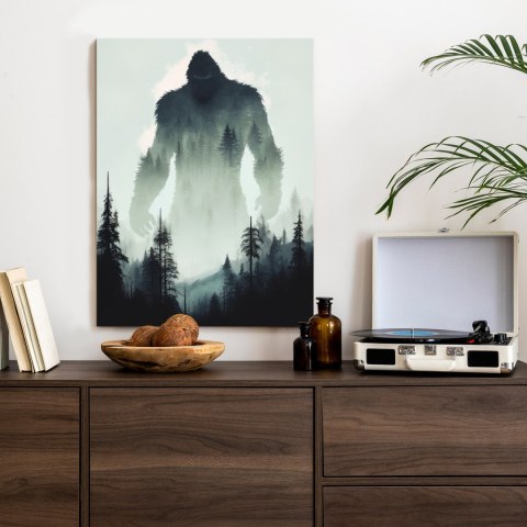 Plakat Sylwetka Yeti I Mroczny Las