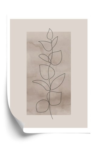 Plakat Abstrakcyjna Minimalistyczna Roślina Na Beżowym Tle