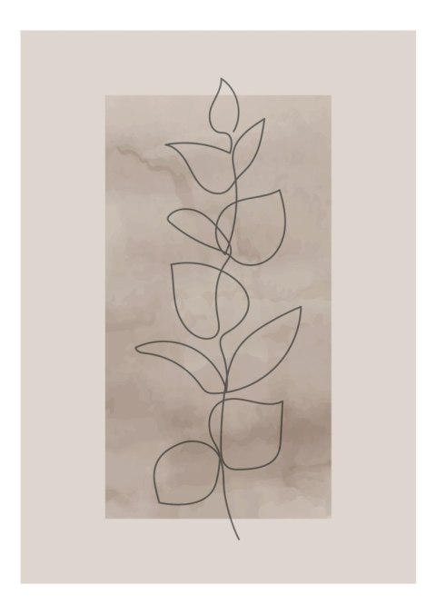 Plakat Abstrakcyjna Minimalistyczna Roślina Na Beżowym Tle