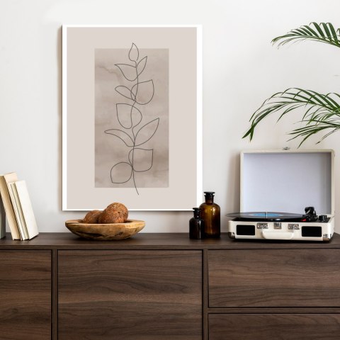 Plakat Abstrakcyjna Minimalistyczna Roślina Na Beżowym Tle