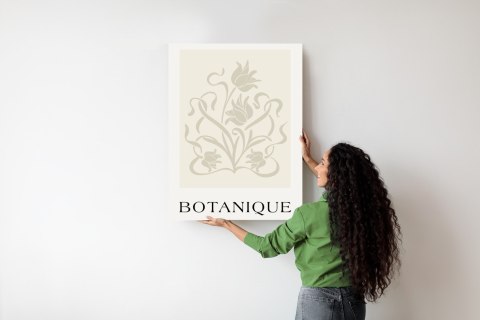 Plakat Botaniczne Beżowe Liście I Kwiaty