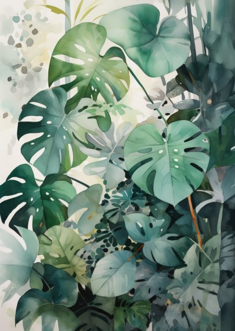 Plakat Botaniczne Zielone Tło Monstera